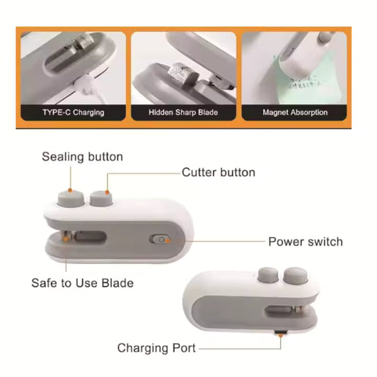 Mini Bag Sealer: 2 in 1 Bag Sealer Heat Seal with Cutter and Magnet