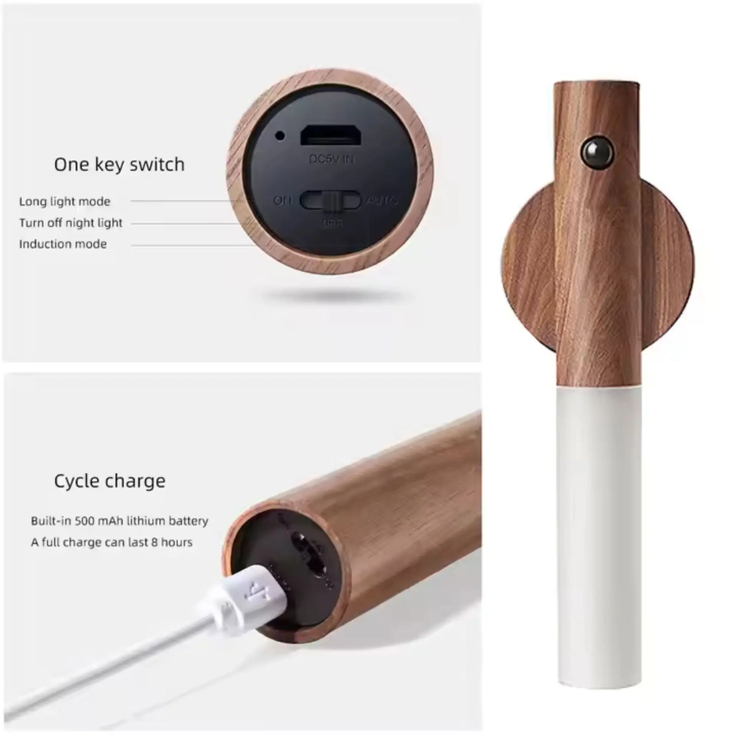 Wooden Portable Magnetic Sensor Lights - Premium